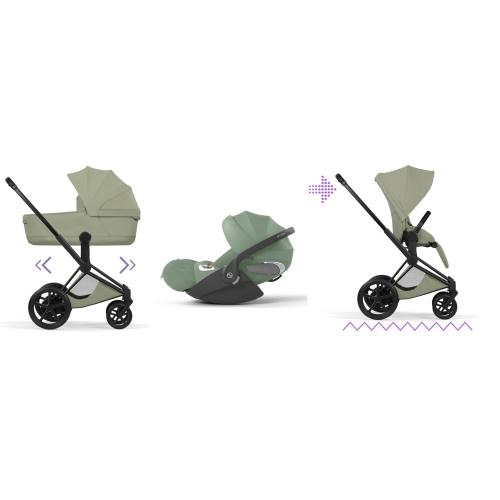 Cybex Trio ePriam Style Matt Black-Sage Green con Cloud T Plus