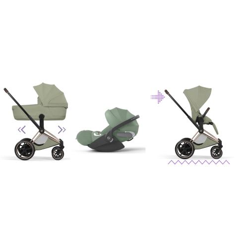 Cybex Trio ePriam Style Rosegold-Sage Green con Cloud T Plus