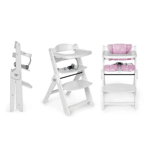 Ms Seggiolone Evolutivo Pieghevole Full Plus Bianco con cuscino Rosa