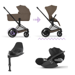 Cybex 4 in 1 ePriam Comfort Matt Black-Coconut Brown con Cloud T I-Size
