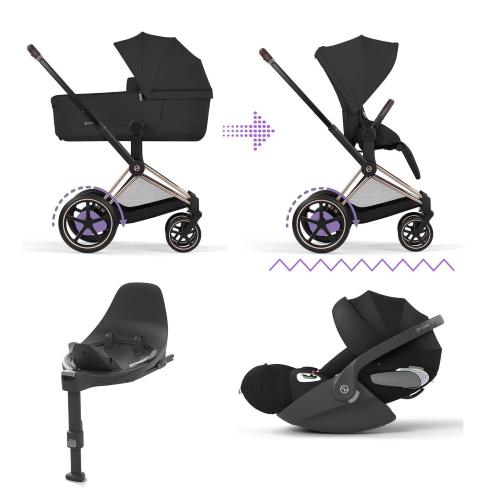 Cybex 4 in 1 ePriam Comfort Rosegold-Sepia Black con Cloud T i-Size