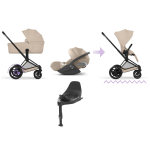 Cybex 4 in 1 ePriam Comfort Matt Black-Cozy Beige con Cloud T Plus