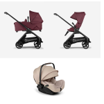 Bugaboo Trio Dragonfly Black Dark Cherry con Otter