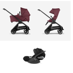 Bugaboo Trio Dragonfly Black Dark Cherry con Cloud T I-Size
