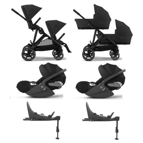 Cybex 4 in 1 Gemellare Gazelle S BLK Moon Black con Isofix