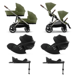 Cybex 4 in 1 Gemellare Gazelle S Moss Green con Isofix
