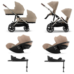 Cybex 4 in 1 Gemellare Gazelle S Almond Beige con Isofix