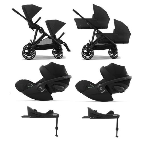Cybex 4 in 1 Gemellare Gazelle S Moon Black con Isofix