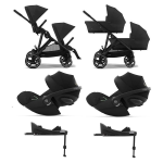 Cybex 4 in 1 Gemellare Gazelle S Moon Black con Isofix