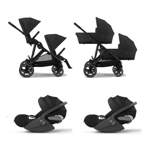Cybex Trio Gemellare Gazelle S Moon Black con Cloud T i-Size
