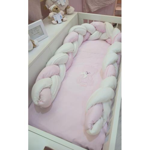 Bebe Coordinato 4pz Rosa con treccia Bicolore