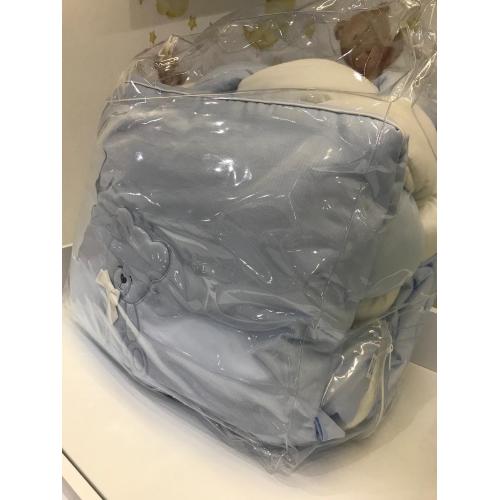 Bebe Coordinato Orsetto 4 pz Celeste con Treccia Bicolore