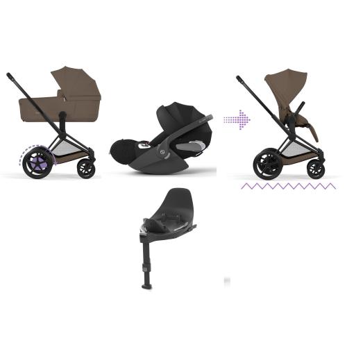 Cybex 4 in 1 ePriam Comfort Matt Black-Coconut Brown con Cloud T I-Size Plus