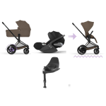 Cybex 4 in 1 ePriam Comfort Matt Black-Coconut Brown con Cloud T I-Size Plus