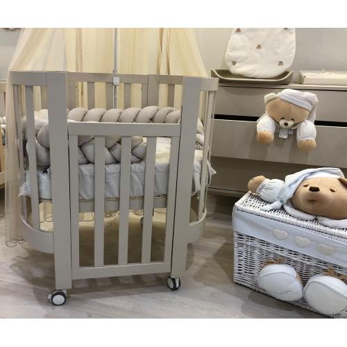 Culla ovale evolutiva Ovaly Tortora con materassi