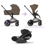 Cybex Trio ePriam Comfort Matt Black-Coconut Brown con Cloud T i-Size Plus
