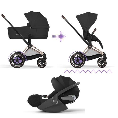 Cybex Trio ePriam Comfort Rosegold-Sepia Black con Cloud T i-Size Plus