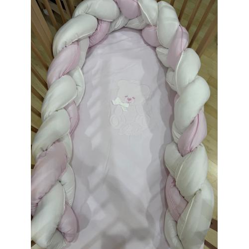 Coordinato Evolutivo 3pz Orsetto Rosa con Treccia bicolore