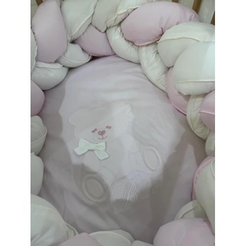 Coordinato Evolutivo 3pz Orsetto Rosa con Treccia bicolore