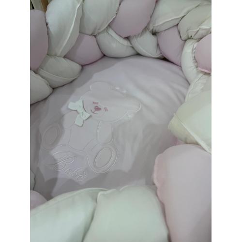 Coordinato Evolutivo 3pz Orsetto Rosa con Treccia bicolore