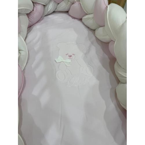 Coordinato Evolutivo 3pz Orsetto Rosa con Treccia bicolore