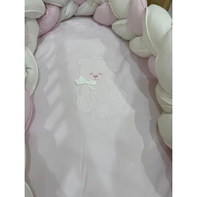 Coordinato Evolutivo 3pz Orsetto Rosa con Treccia bicolore