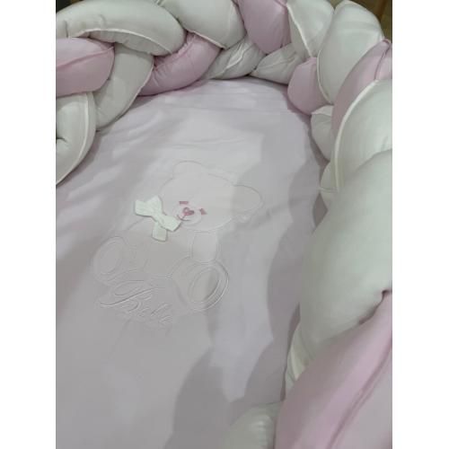 Coordinato Evolutivo 3pz Orsetto Rosa con Treccia bicolore