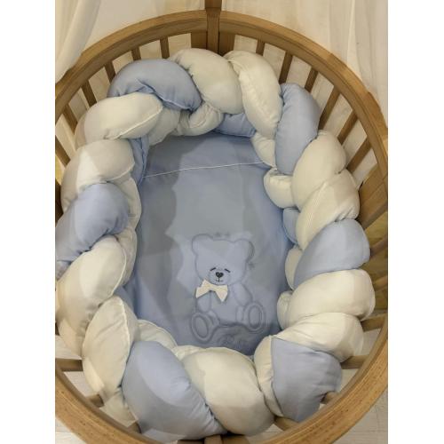 Coordinato Evolutivo 3pz Orsetto Celeste con Treccia bicolore