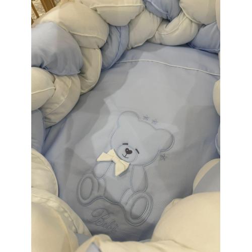 Coordinato Evolutivo 3pz Orsetto Celeste con Treccia bicolore