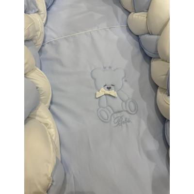 Coordinato Evolutivo 3pz Orsetto Celeste con Treccia bicolore