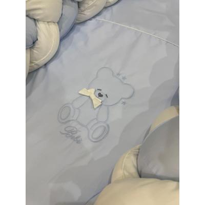 Coordinato Evolutivo 3pz Orsetto Celeste con Treccia bicolore