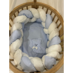 Coordinato Evolutivo 3pz Orsetto Celeste con Treccia bicolore