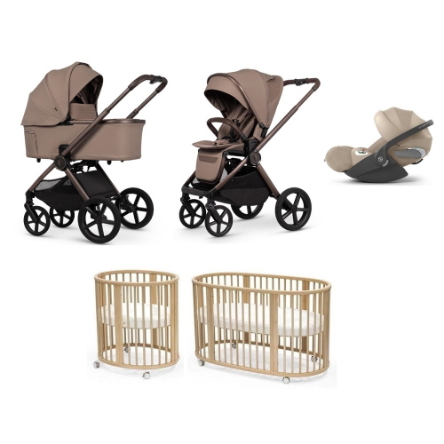 Kit Neonato Trio Venicci UpLine 3 Sand e Stokke Sleepi V3 Natural