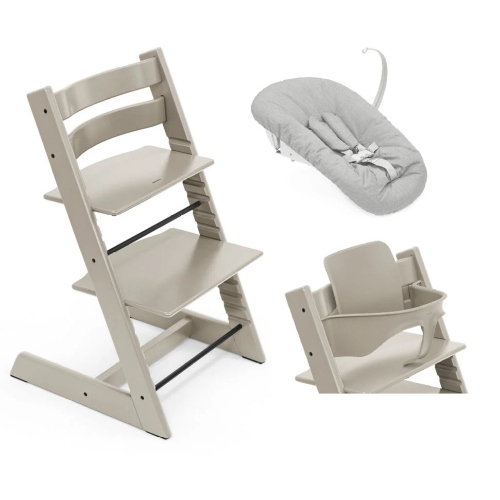Stokke Seggiolone per neonati Tripp Trapp 3 in 1 Cashmere Grey con Newborn