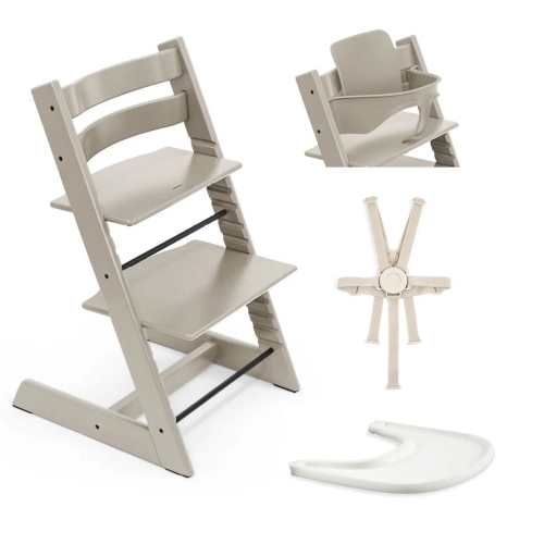 Stokke Seggiolone Tripp Trapp 4 in 1 Cashmere Grey con cinture