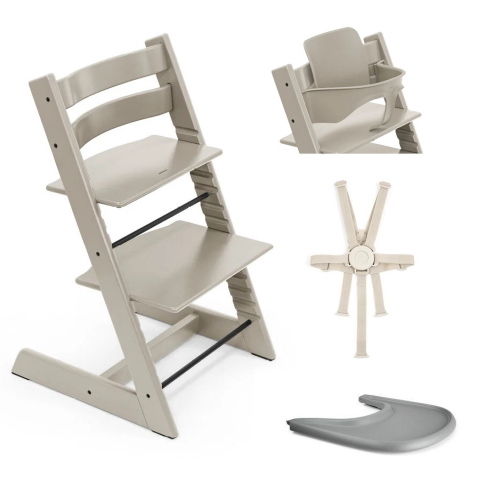 Stokke Seggiolone Tripp Trapp 4 in 1 Cashmere Grey con cinture