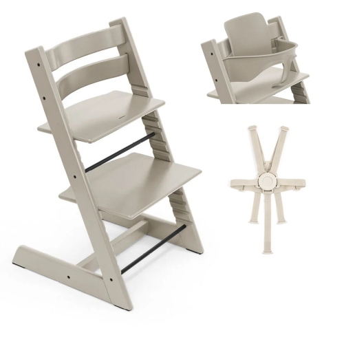Stokke Seggiolone Tripp Trapp Cashmere Grey con Baby Set e Cinture