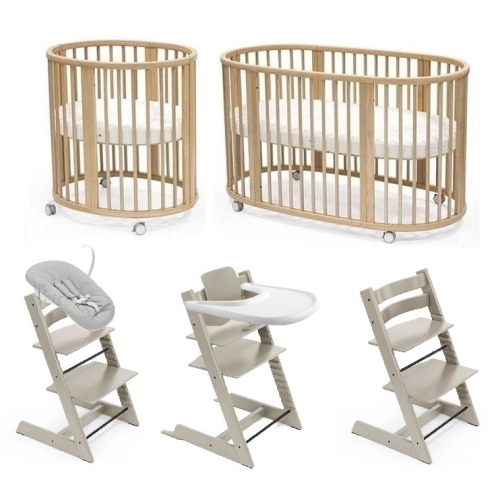 Stokke Set Nascita neonato Sleepi V3 e Tripp Trapp 4 in 1 Cashmere Grey