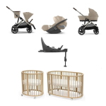 Kit Nascita Neonato Cybex Gazelle 4 in 1 Almond Beige e Stokke Sleepi V3 Natural