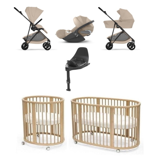 Kit Nascita Neonato Cybex Melio Carbon 4 in 1 e Stokke Sleepi V3 Natural