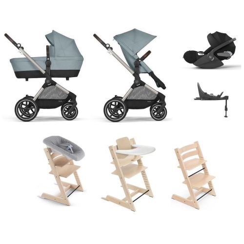 Set Nascita Neonato Cybex 4 in 1 Eos Lux con Isofix e Tripp Trapp 4 in 1