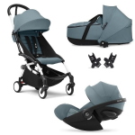 Stokke Trio Yoyo 3 White-Aqua con Cybex Cloud G I-Size Plus