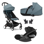 Stokke Trio Yoyo 3 White-Aqua con Cybex Cloud T I-Size