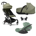 Stokke Trio Yoyo 3 White-Olive con Cybex Cloud T Plus I-Size