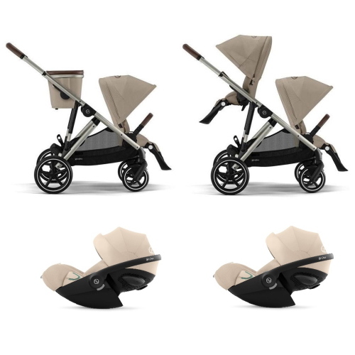 Cybex Gemellare Gazelle S TPE Almond Beige con Cloud G3 i-Size Plus