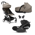 Stokke Trio Yoyo 3 White-Taupe con Cybex Cloud T I-Size