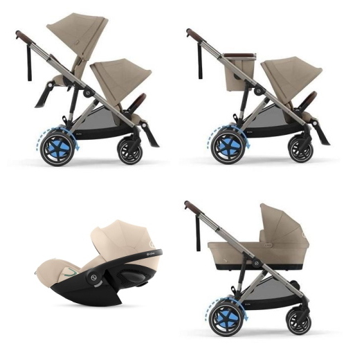 Cybex Trio Fratellare e-Gazelle S TPE Almond Beige con Cloud G3 Plus