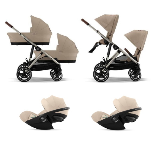 Cybex Trio Gemellare Gazelle S Almond Beige con Cloud G3 Plus i-Size
