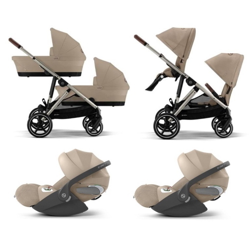 Cybex Trio Gemellare Gazelle S TPE Almond Beige con Cloud T Plus