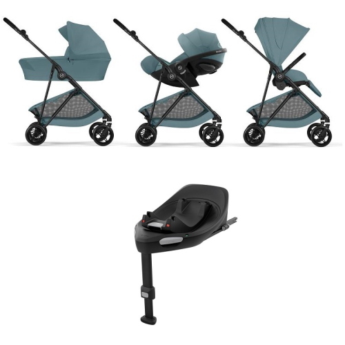 Cybex 4 in 1 Melio Carbon Stormy Blue con Cloud G3 Plus I-Size e Isofix